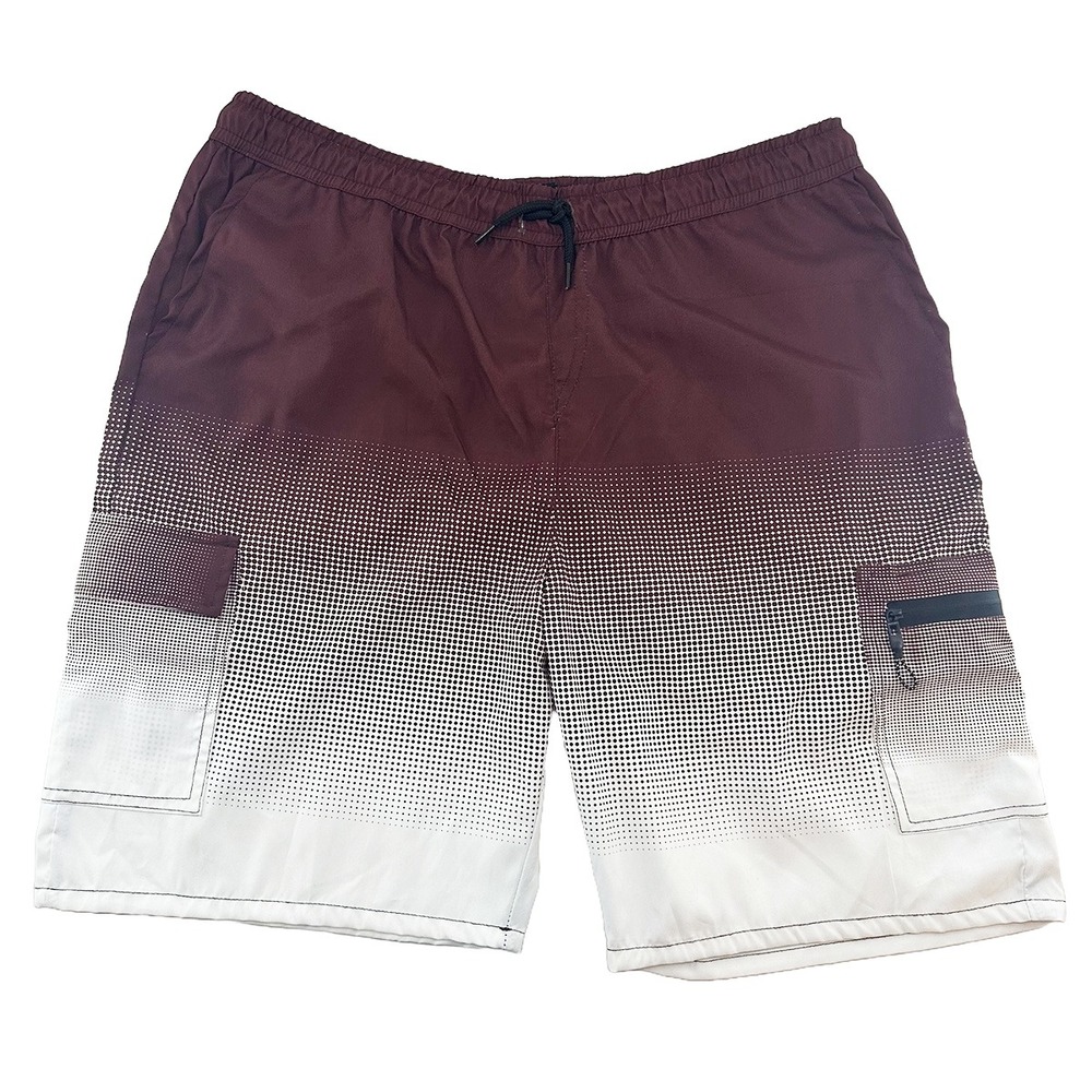 PUBLIC RECORD Men's Swim Shorts • XL • maroon white • beach vacation resort
